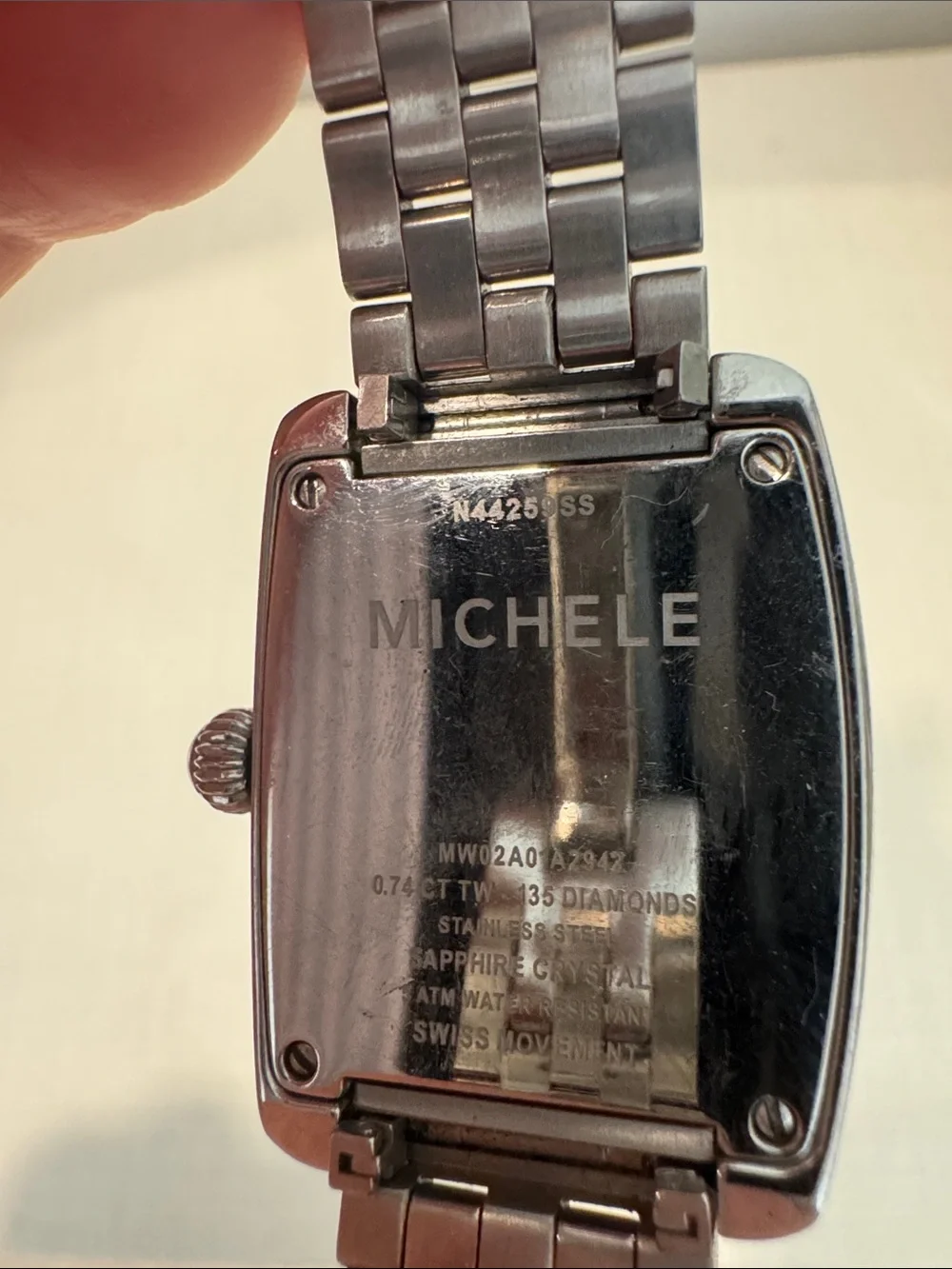 Michele Mini Diamond Bezel Stainless Steel Watch with Urban Head